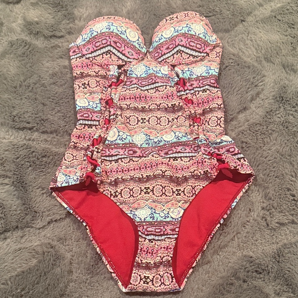 Colorful Patterned One-Piece Swimsuit size small